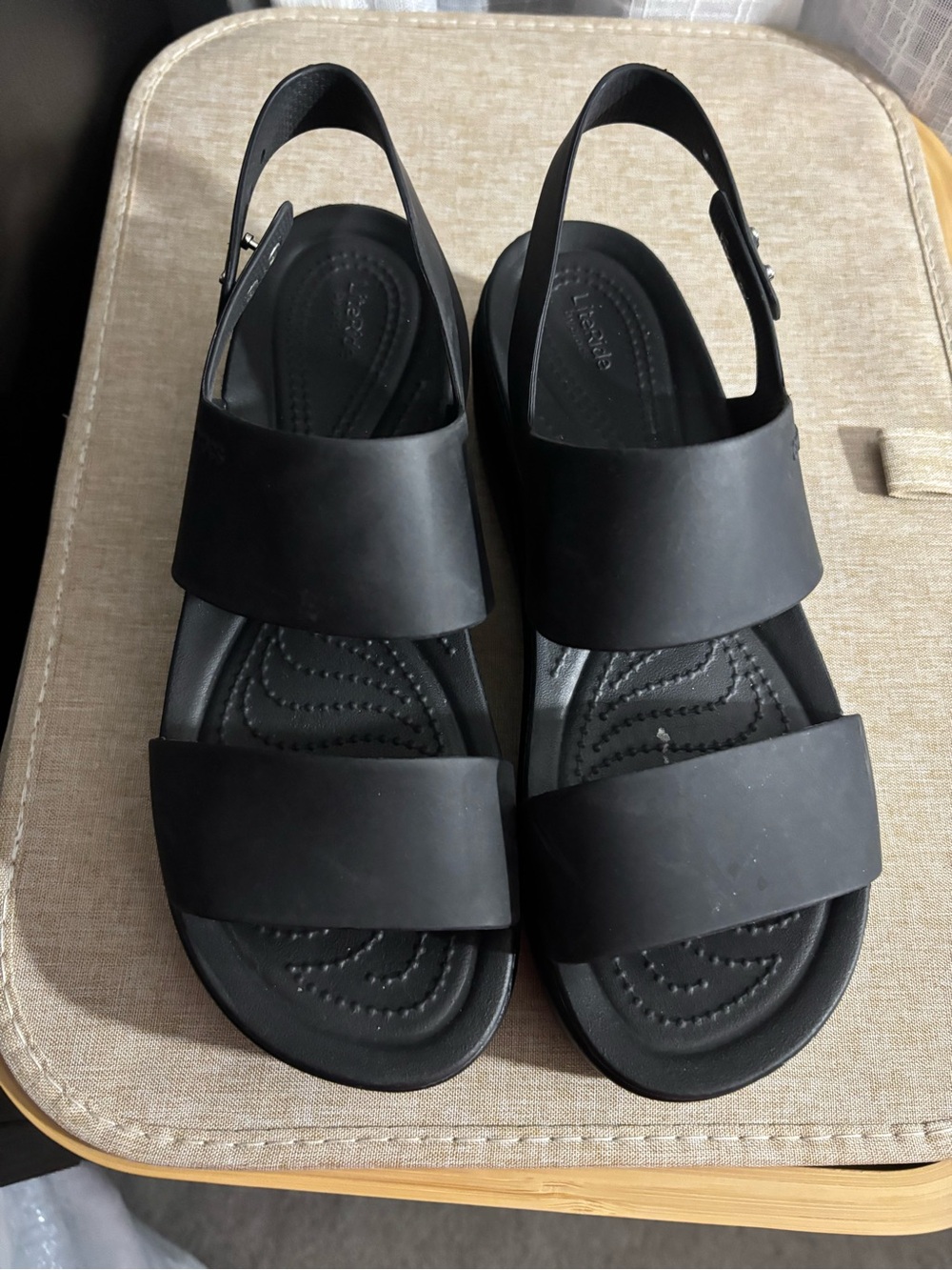 CROCS Black Two-Strap Slingback Sandals